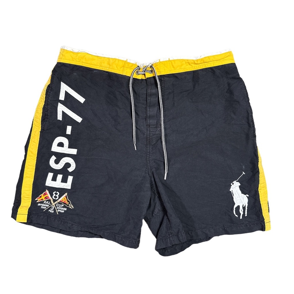 Polo Ralph Lauren Spain PRL Cup Offshore Team Black Yellow Board Shorts Mens XL